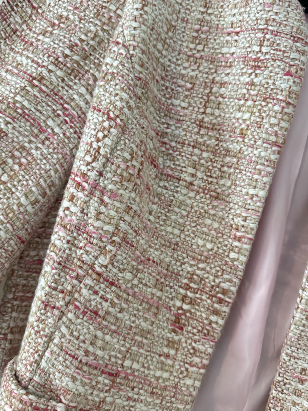 George Pink and Cream Tweed Open-Front Jacket - Picture 2 of 11